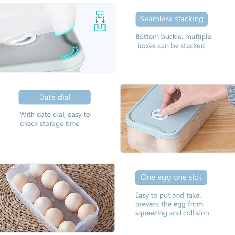 Plastic Egg Box For Refrigerator Stackable Transparent Container Cups With 10 Grids Kitchen Organizer |