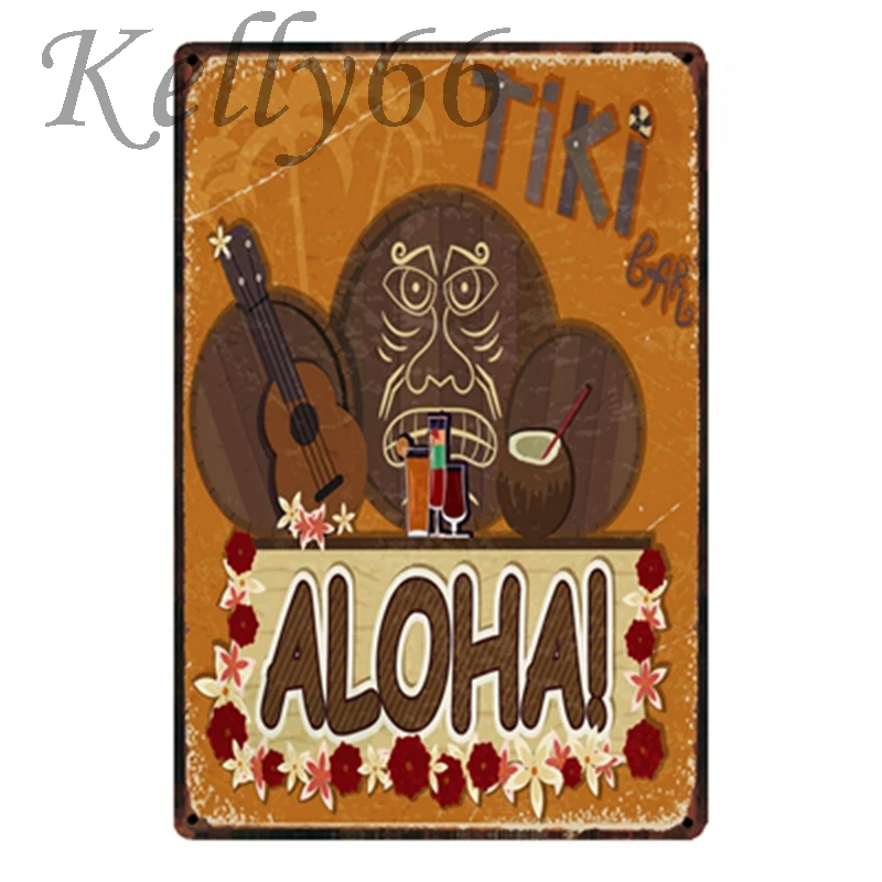 

[ Kelly66 ] TiKi Bar Aloha Metal Sign Tin Poster Home Decor Bar Wall Art Painting 20*30 CM Size y-1550