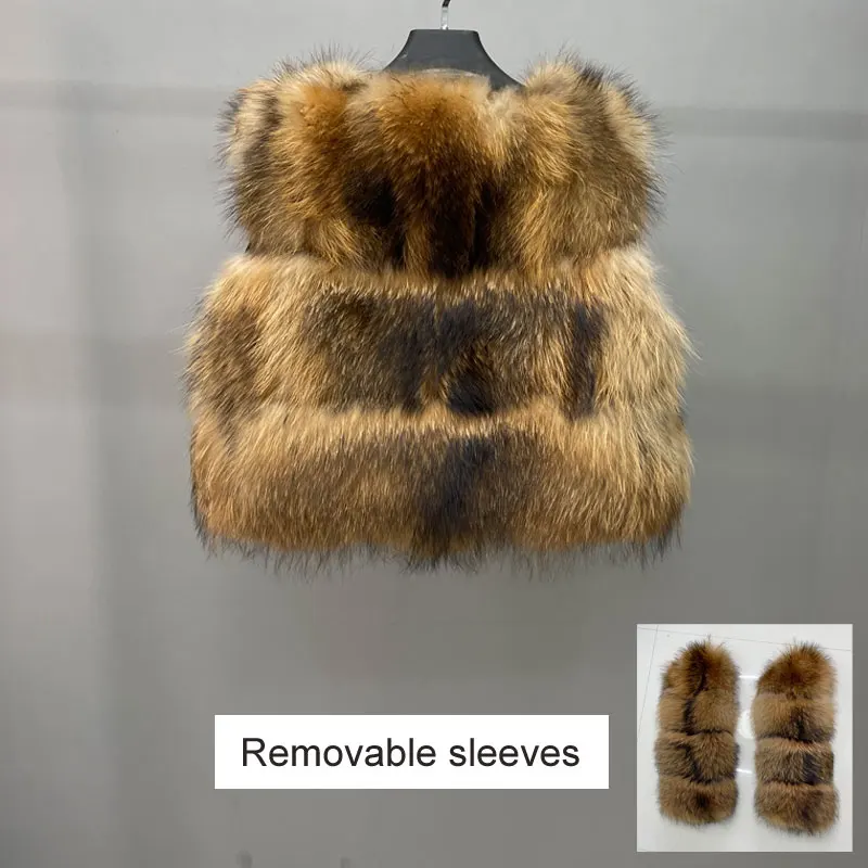 

Winter Warm Women's Real Raccoon Dog Fur Short Jacket Long Sleeve Fashion Natural Fox Fur Coat Elegant Thick Warm Outerwear
