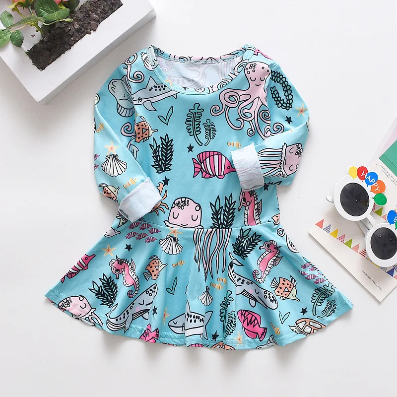 Платье принцессы с рождественским принтом для девочек одежда маленьких на День