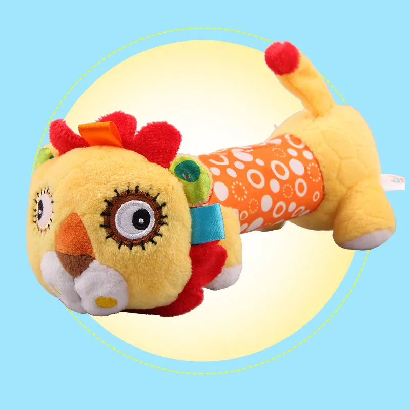 

Cartoon Baby Toy Handheld Rattles With Mirror Colorful Soft Animal Plush Doll Shake Bell Sticks Infant Newborn Kid Toys