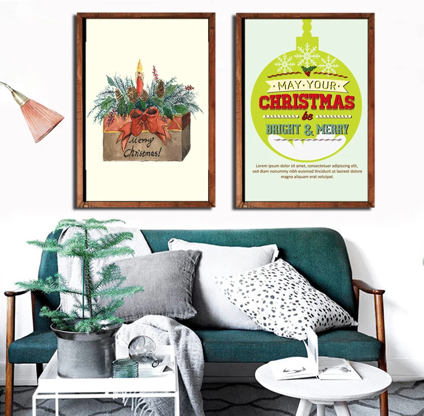 Скандинавский мультфильм Рождество Холст Картина олень Санта Клаус Творческий