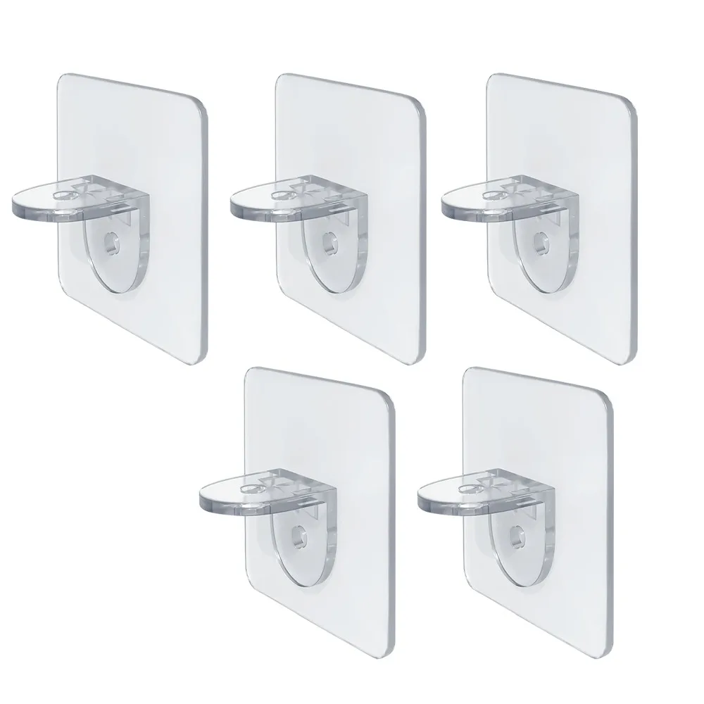 

5pc Board Support Shelf Non-perforated Wardrobe Partition Layer Fixed Paste Hook Shelf Support Adhesive Pegs Kitchen Accessories