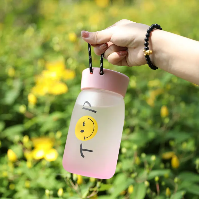 Креативная стеклянная бутылка для воды прозрачные матовые бутылки с рукавом