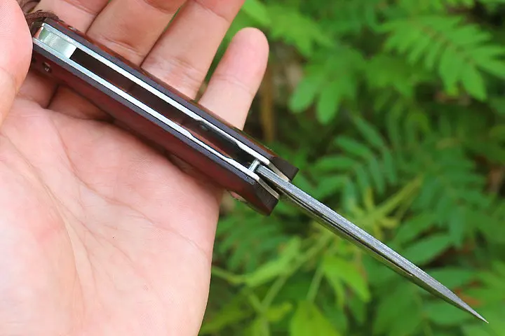 Охотничий нож Free Wolf FW34 складной карманный резец из дамасской стали с деревянной