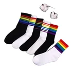 Носки женские в Корейском стиле, хлопок, в радужную полоску, классический подарок на Рождество