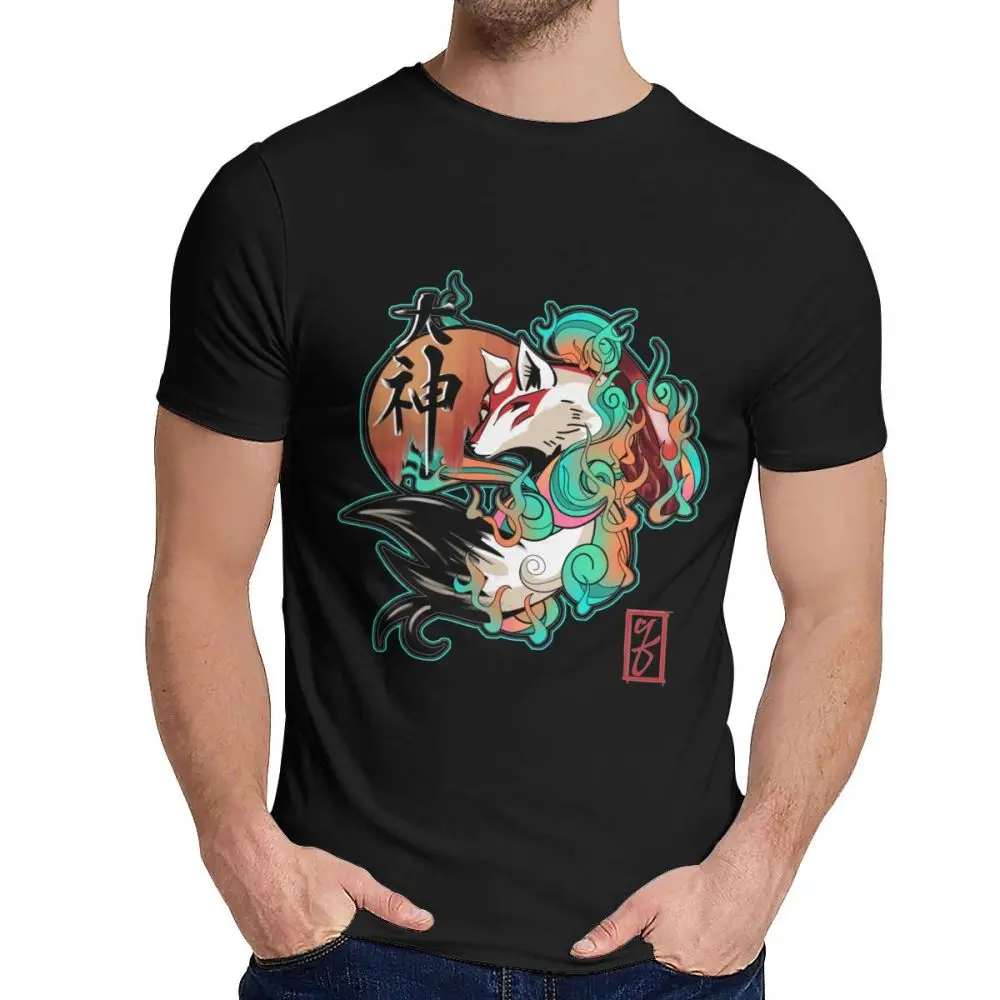 Футболка для мальчиков Okami Adventure Offical Trailer хлопок Geek Классический круглый вырез Harajuku уличная футболка рубашка - Цвет: Черный