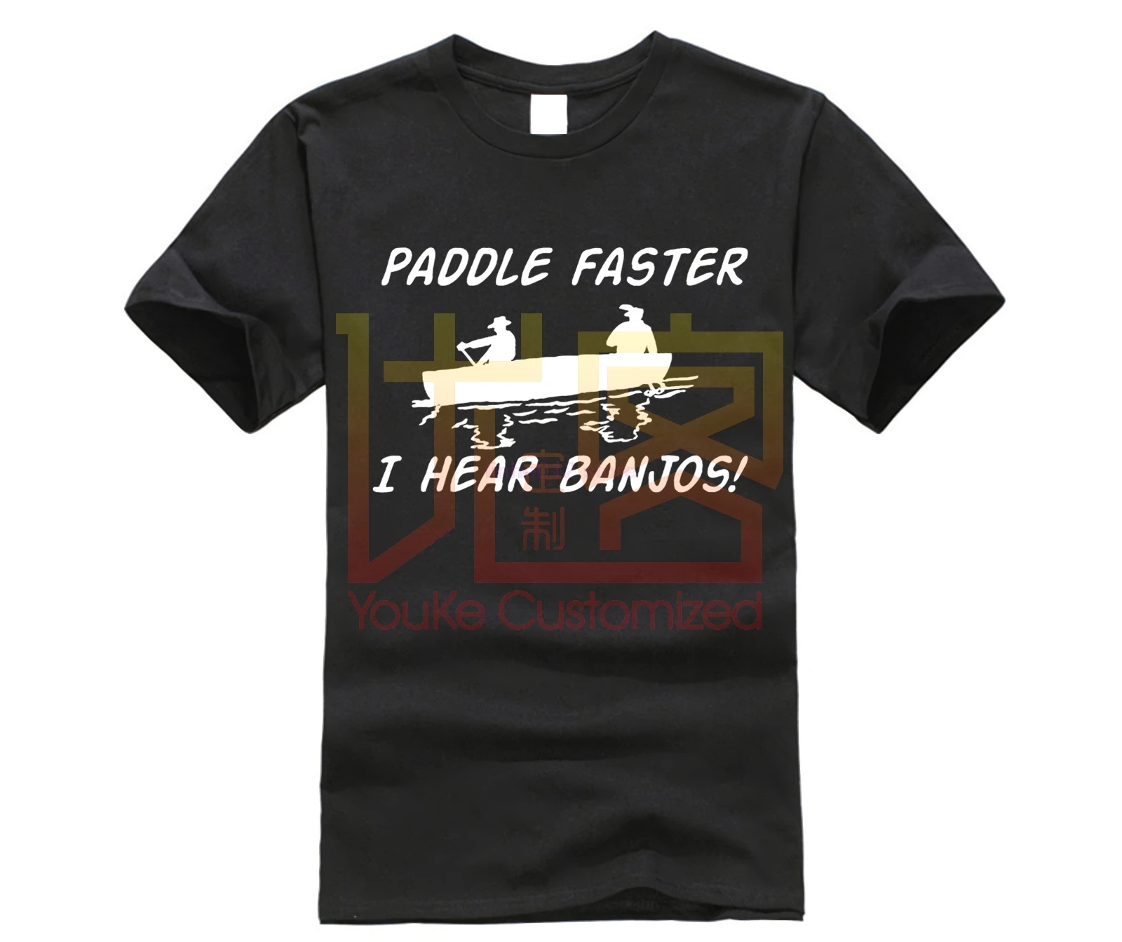 Летняя футболка с веслом Ускоренная надписью I Hear Banjos редким вырезом на спине