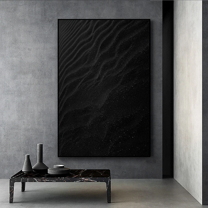 Современная Абстрактная черно белая волнистая Картина на холсте скандинавский