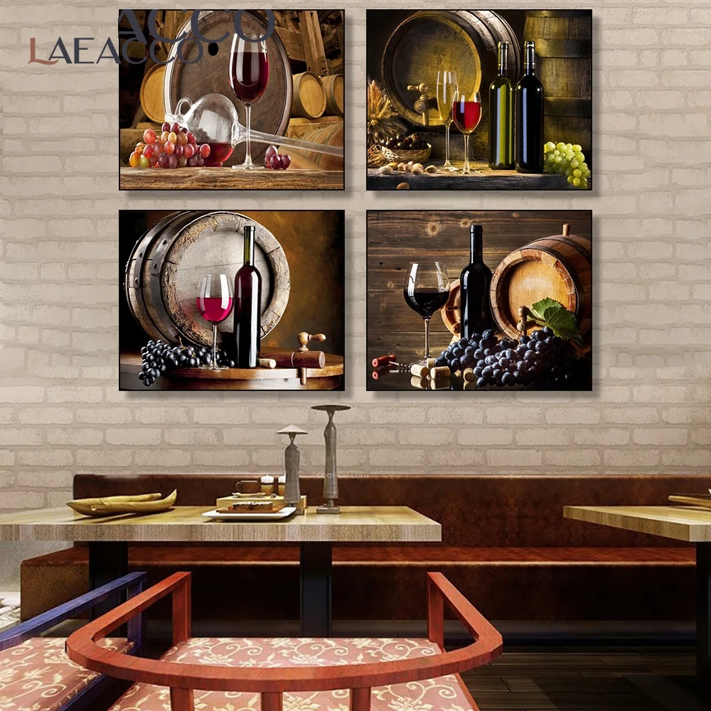 Laeacco декор для кухни холст картина Классические Постеры с винными фруктами и