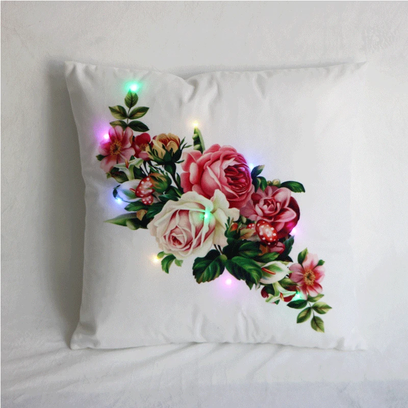 Светодиоидная подушка крышка Творческий цветочных растений пальмовых листьев