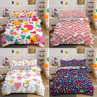 23pcs love heart printed bedding set duvet cover pillowcase with zipper closure singledoublequeen king size soft comforter