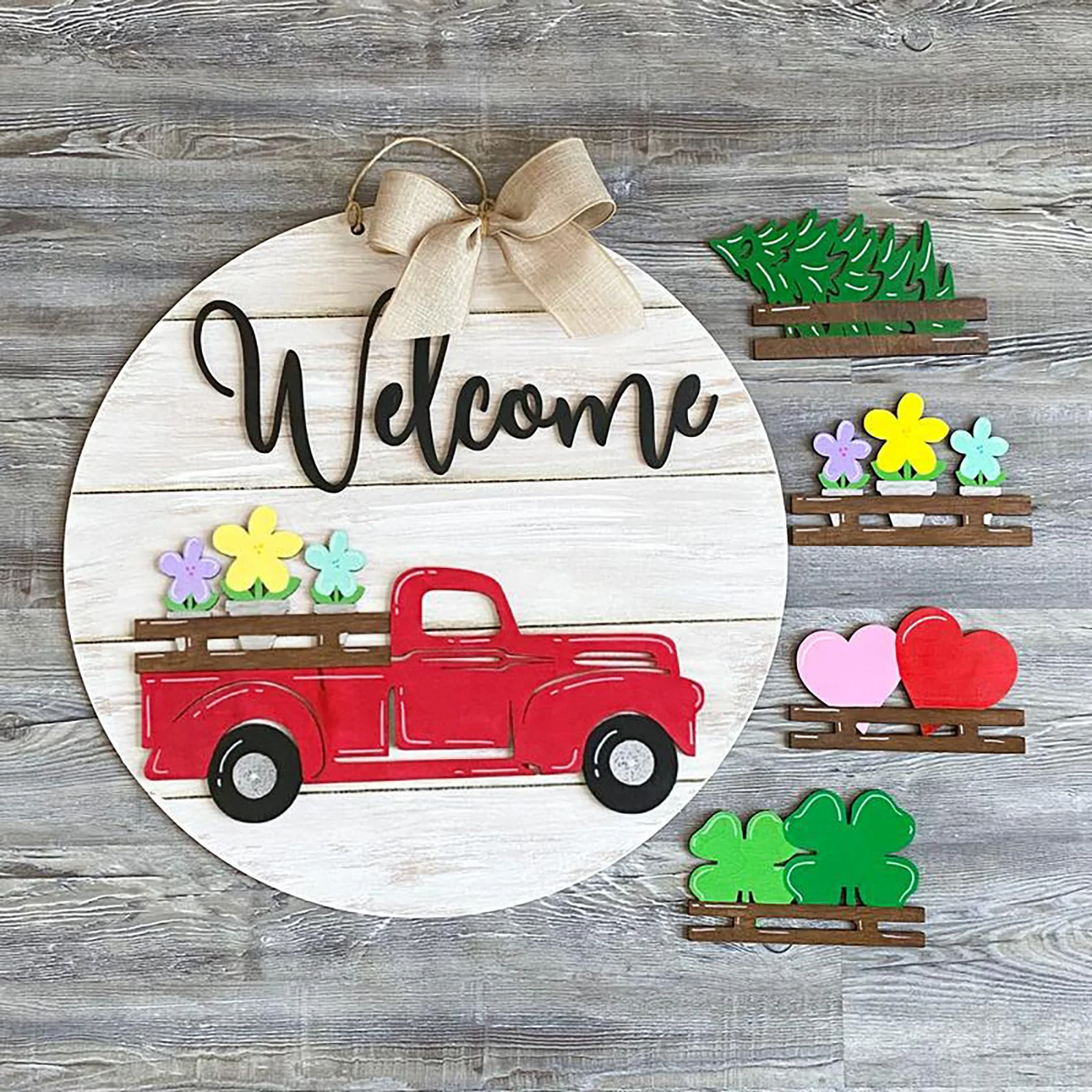 

Wooden door plates, cars, garlands, holiday greeting plates, Christmas decorations, holiday door hangings, props Party
