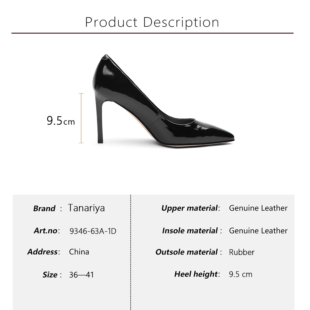 Туфли Tanariya женские из натуральной лакированной кожи тонкая обувь с заостренным