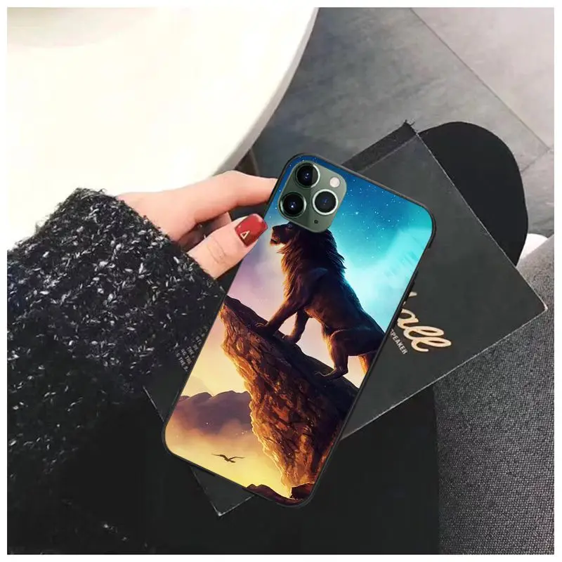 11pro MAX Lion king черный мягкий чехол для телефона iPhone 6S 6plus 7 7plus 8 8Plus X Xs 5 5S XR