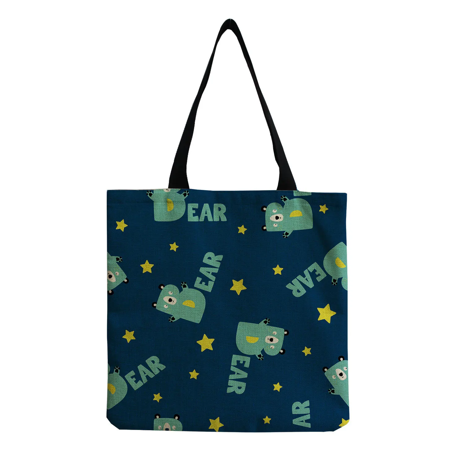 

YUECIMIE Cute Bear Printed Casual Beach Shoulder Bag Big Linen Handbag For Women Lady Large Capacity Korean Shopping Shopper Bag