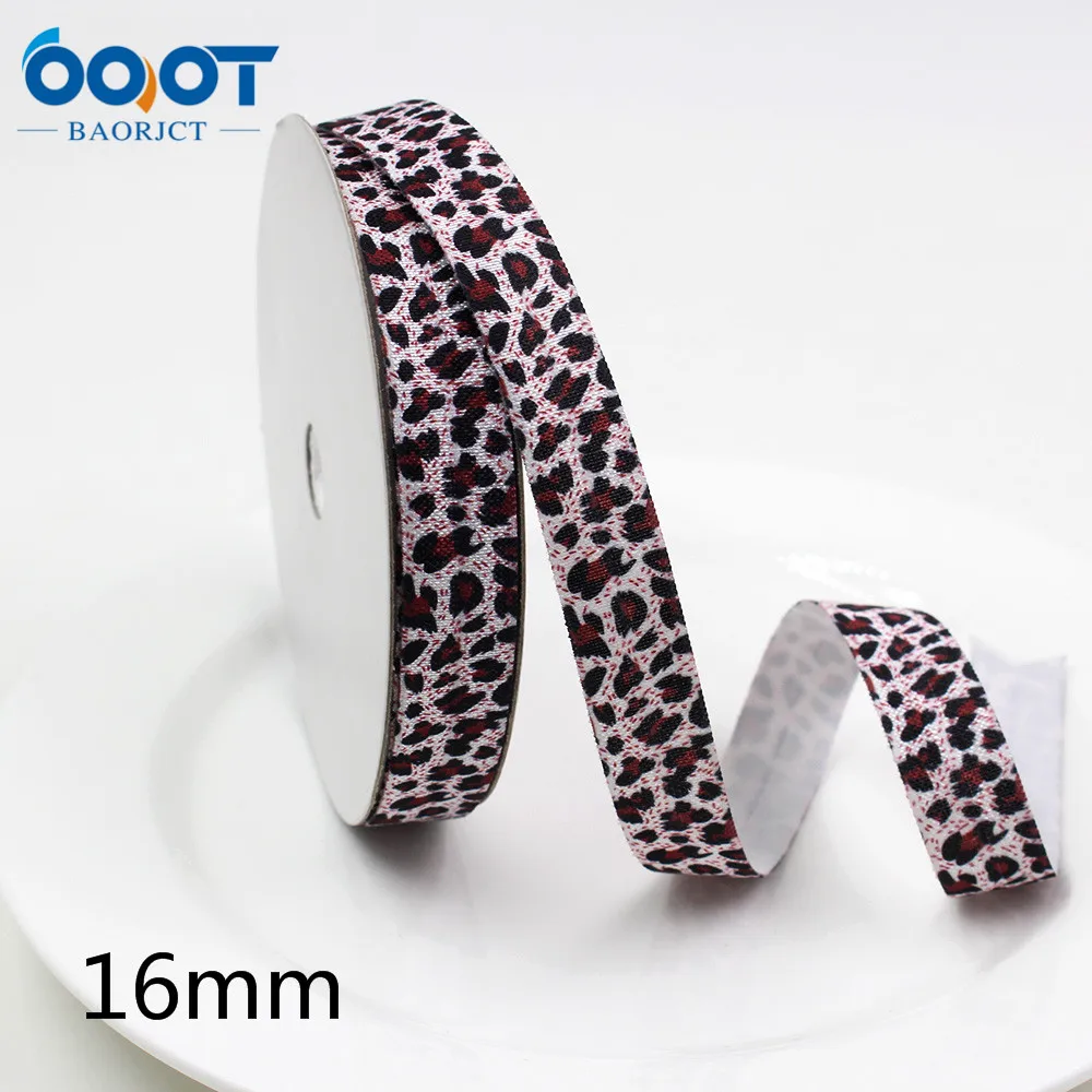 E-20421-655 10yards 5/8'' Leopard print Ribbon Elastic Foldover Elastics Stretch Hair Ties Headbands for Baby Girls Bow | Дом и сад