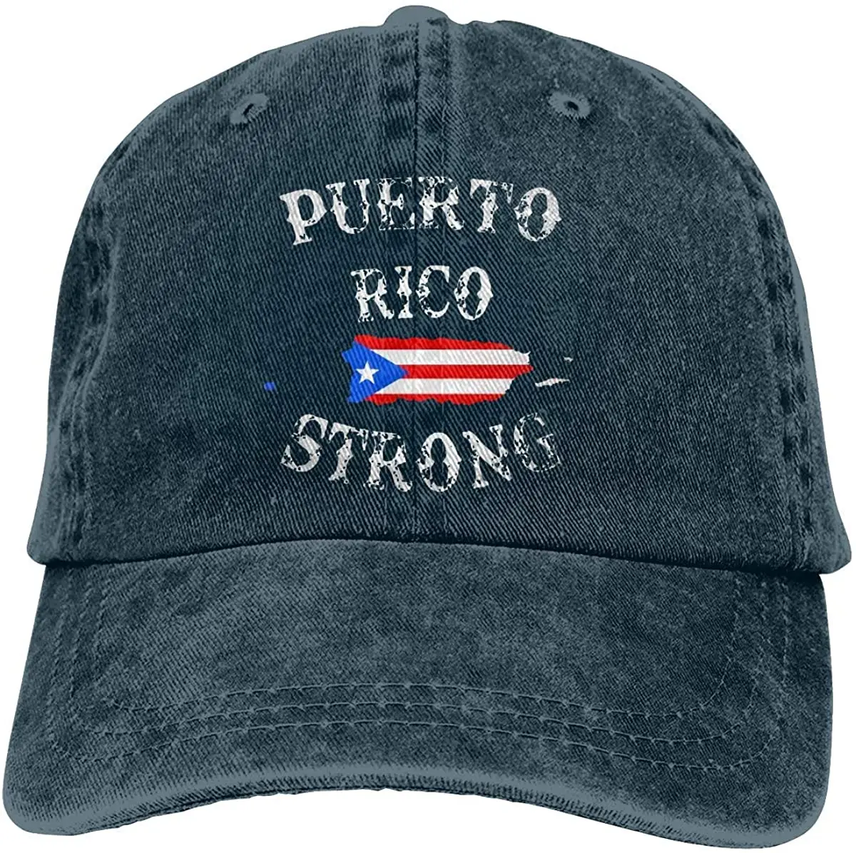 

Unisex Puerto Rico Strong Yarn-Dyed Denim Baseball Cap Adjustable Topee for Men Or Women