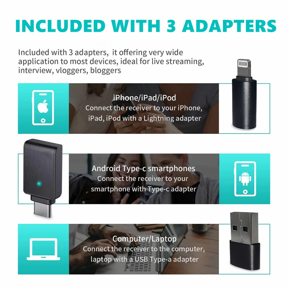 

Wireless Lavalier Microphone Portable Mini Mic for iPhone Android Phone Youtubers Facebook Live Broadcast