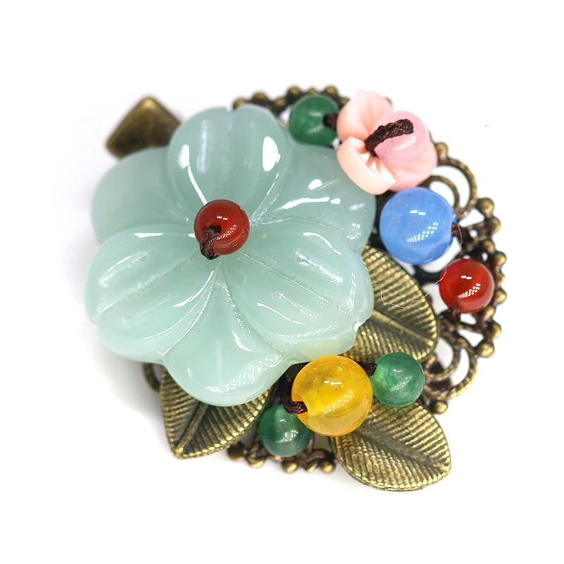 Этнические Цветочные заколки для волос металлические в форме листьев этнические