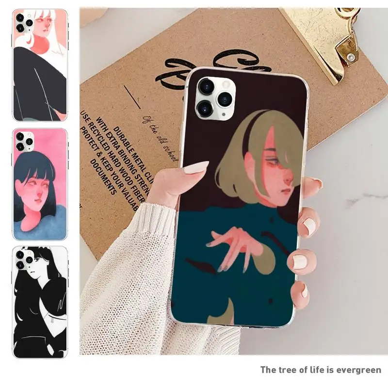 Motirunner Cool Girl Portrait черный чехол для телефона Корпус IphoneX XS 11 11Pro 5 5s SE 6 6s Plus 7 8 2020 -