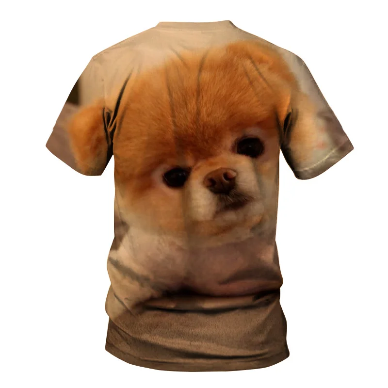 

2021 Summer 3D pattern short-sleeved T-shirt loose Dog cute pet trendy personality men's Hip Hop Men clothing Streetwear Tops