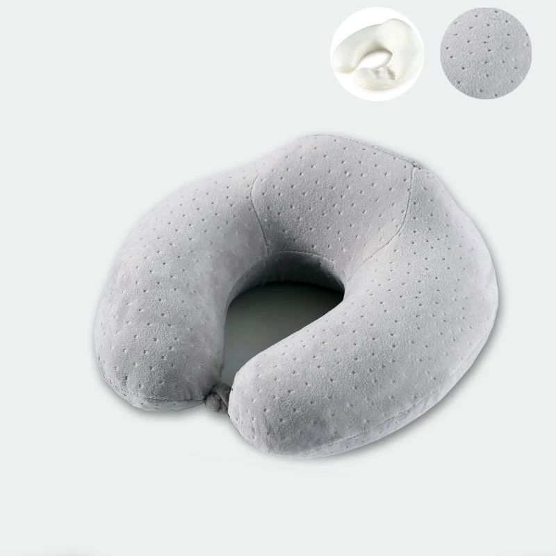 1PC New Slow rebound memory foam U Shaped Travel Pillow Car Flight Pillows Neck Support Headrest Cushion Soft Nursing Cushion - Цвет: Gray Memory Foam