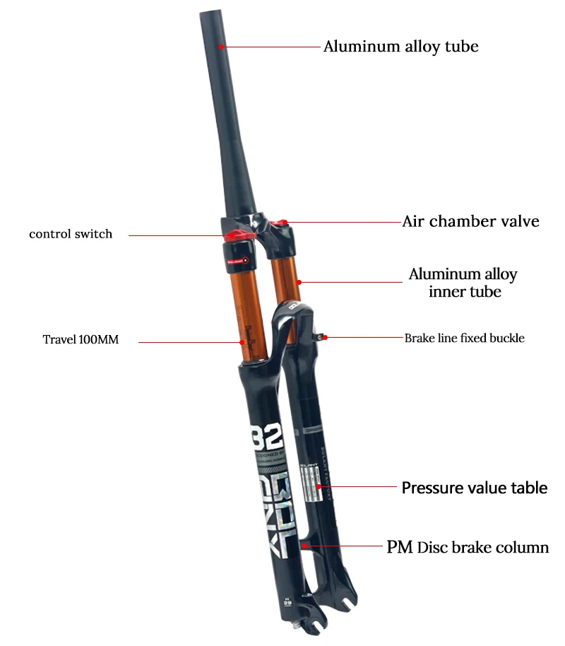 BOLANY Bike Fork Magnesium Alloy MTB Bicycle Supension Air 26/27.5/ 29er Inch Mountain 32 RL100mm Accessories | Спорт и развлечения