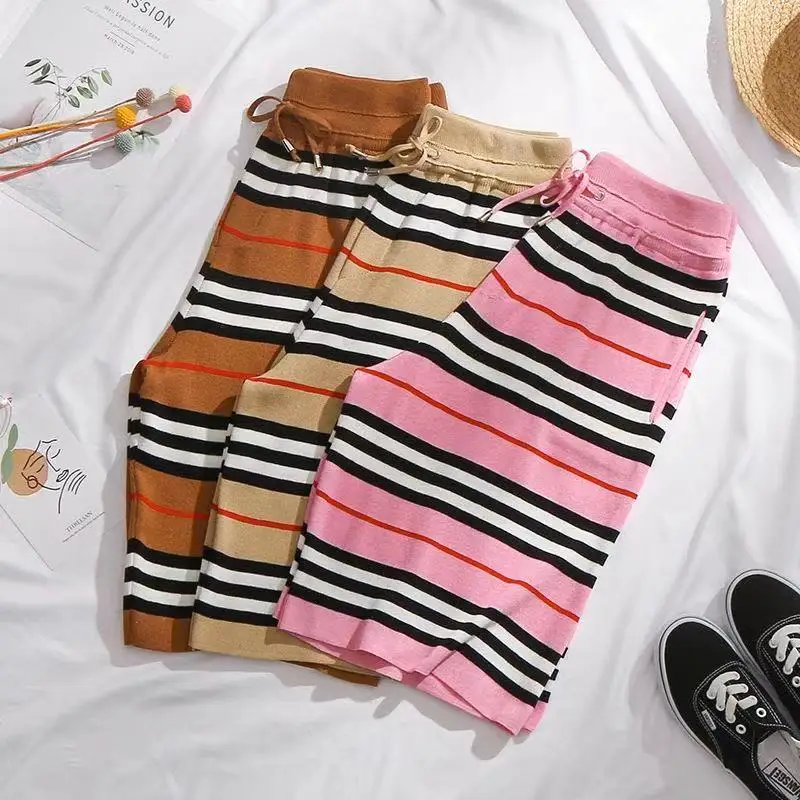 

Ice silk knitting 5 minutes of pants web celebrity social spirit han edition female students leisure sports shorts wide-legged p