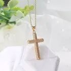 MxGxFam Mircon циркониевый крест кулон ожерелье для женщин 14 к светильник-желтый золотой цвет модные ювелирные изделия с цепочкой 45 см