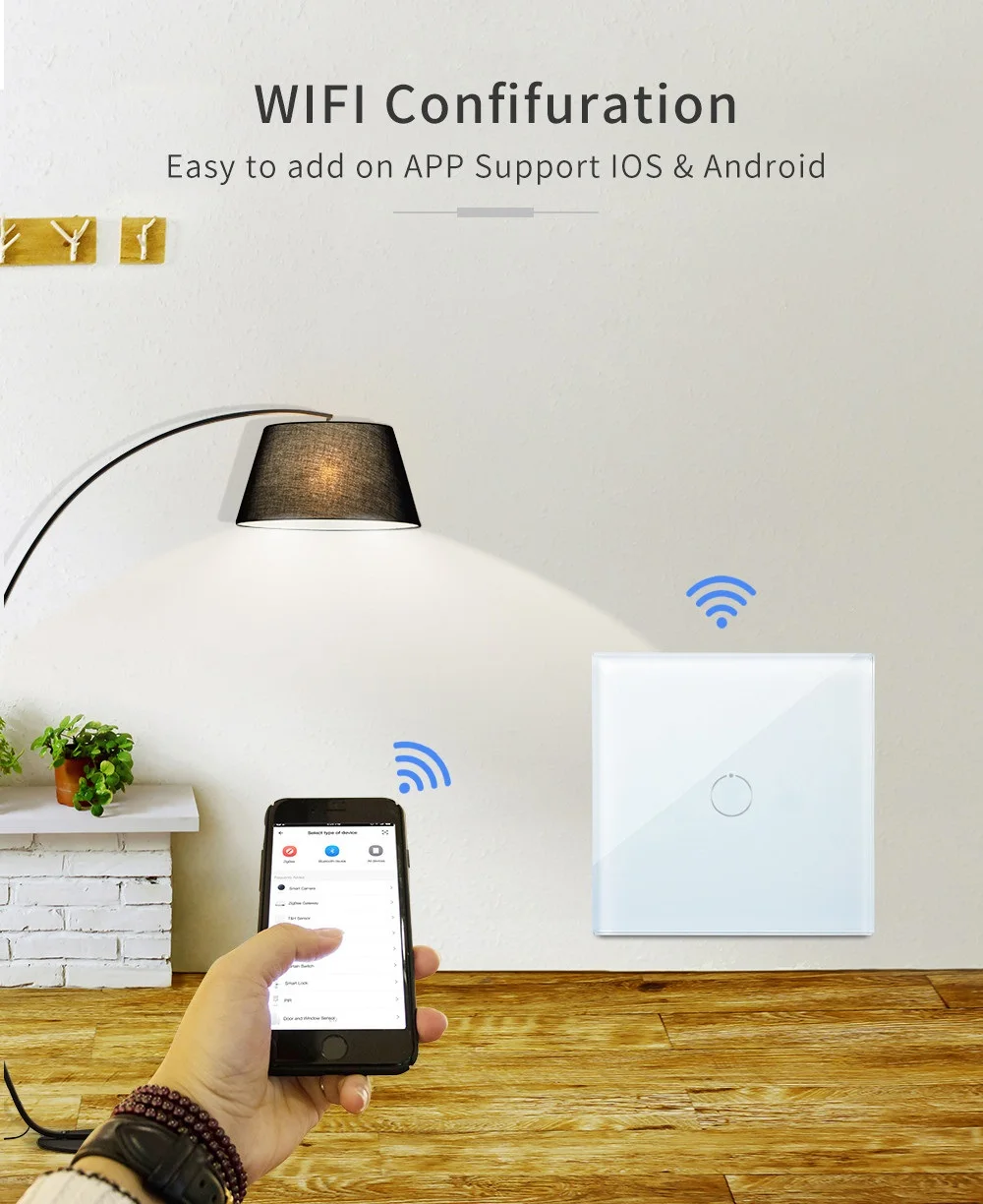 Bingoelec 1 банда 1 способ wifi переключатель дистанционный RF 433,92 сенсорный переключатель Хрустальная стеклянная панель умный дом автоматизация беспроводной настенный переключатель