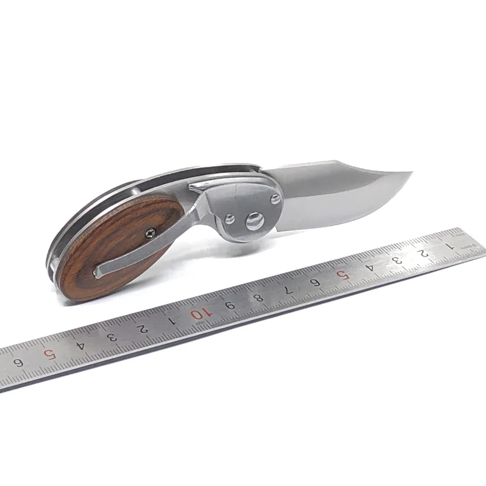 Складной карманный нож для выживания тактический с деревянной ручкой уличный