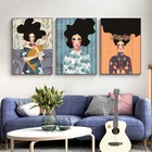 Абстрактная Картина на холсте с изображением девушки, винтажный цветок, длинные волосы, Настенная картина для гостиной, плакаты и принты, домашний декор