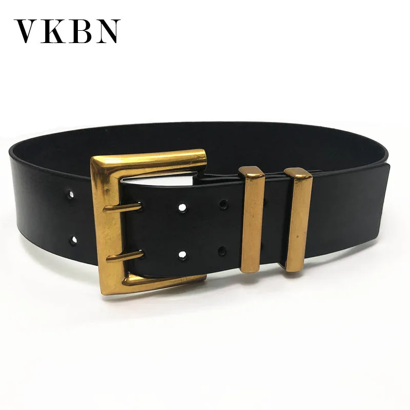 

VKBN 2020 Women Belts Leather Pin Buckle for Belts for Dress Split Leather Wide Waist Belts for Women