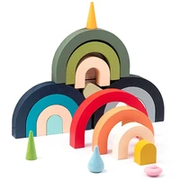 wooden montessori toys rainbow arched stacked education building blocks game ins style baby kids room toys gifts