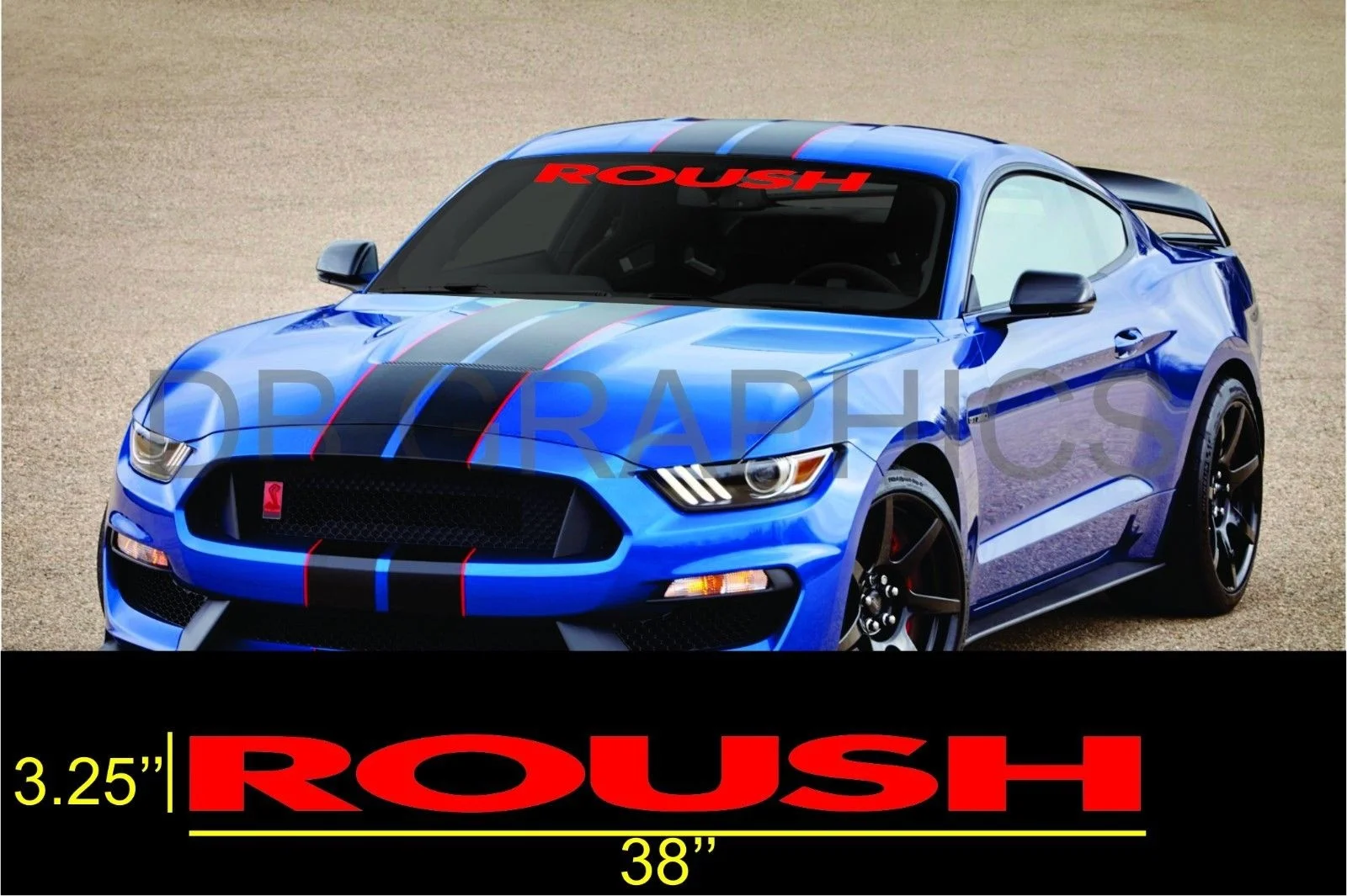 Виниловая наклейка на лобовое стекло для Ford Mustang ROUSH белый логотип автомобиля