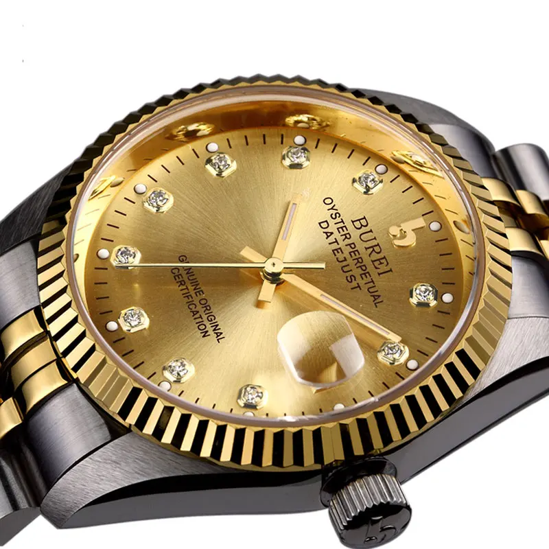 BUREI 5003 Switzerland часы мужские роскошные брендовые oyster perpetual datejust Miyota автоматические механические золотые relogio Masculino
