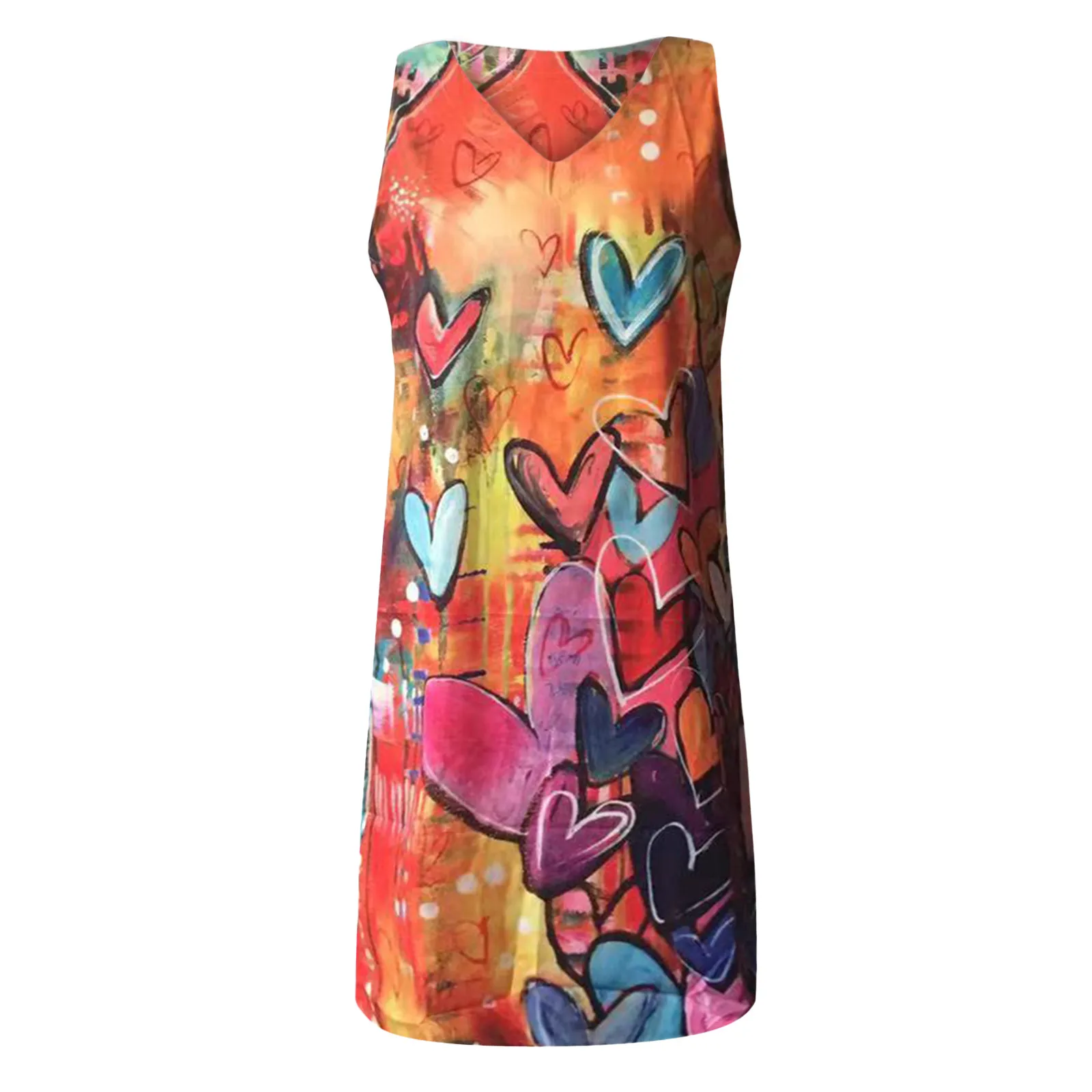 

40# Loose Casual Tank Dress Flower Print V-neck Women's Summer Sundresses Plus Size Vintage Dresses For Women 2021 Vestidos