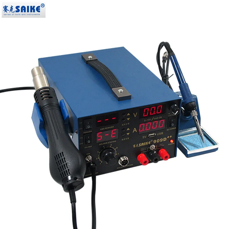 SAIKE 909D + 3в1 паяльник тепловой пистолет источник питания сварочная ремонтная