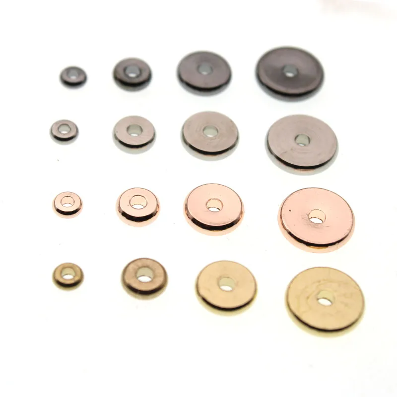 

4 6 8 10mm Spacer copper beads Gun black/Rose Gold color flat round Loose Beads for Jewelry bracelet Necklace making DIY