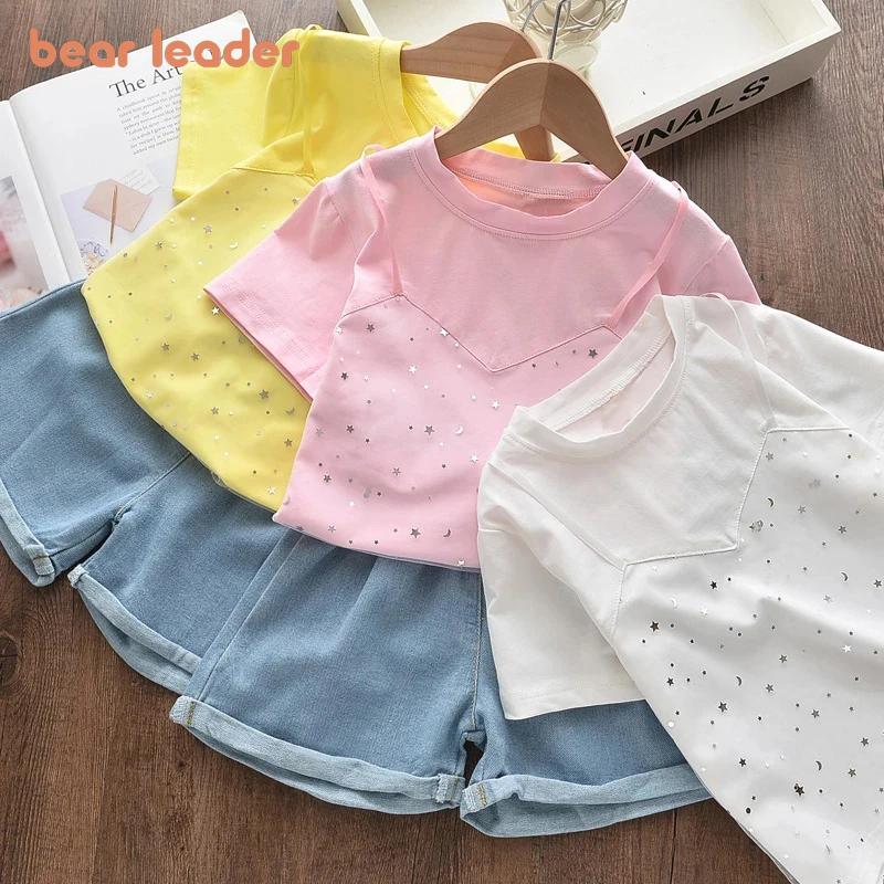 

Bear Leader/комплекты одежды для девочек летняя новая стильная брендовая одежда для маленьких девочек футболка с короткими рукавами + штаны, ком...