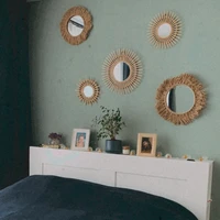 boho macrame mirror set wall mirror tapestry retro handmade round woven homestay for living room decoration coffee shop decor