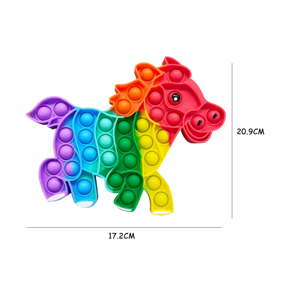 

Push Bubble Fidget Toys Silicone Cartoon Horse Anti Stress Fidget Rainbow Relieve Stress and Increase Focus Adult Kid Toys