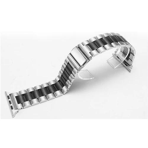 silver-black Ремешок из нержавеющей стали для apple watch ремешок 44 мм 40 мм apple watch, ремешок 42 мм, 38 мм, версия наручных часов Iwatch серии 5/4/3/2/1 металлический браслет wristbelt - Цвет ремешка: silver-black