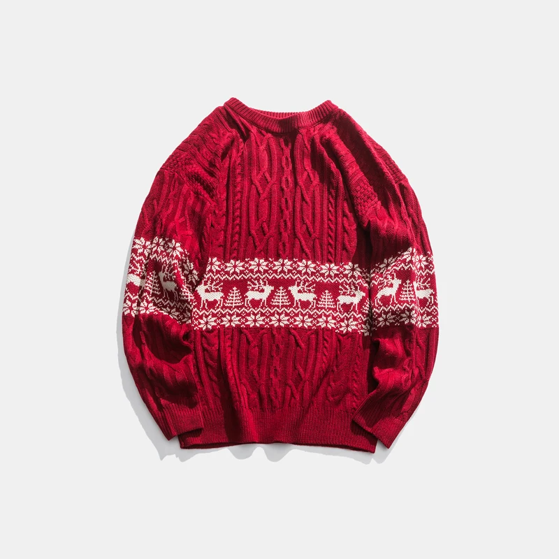 Мужские Рождественские свитера в стиле ретро с рисунком оленя акриловые большие