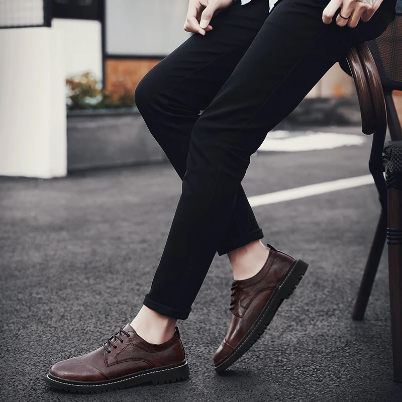 

Autumn Men's Leather Shoes Luxury Brand Casual Shoes Men Shoes Chaussure Homme Masculino Hot Brown Men Flat Male Driving Shoes