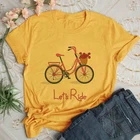 Женская футболка с графическим принтом Let's ездить на велосипеде, Новинка лета 2020, женский желтый топ в стиле Харадзюку, женская футболка