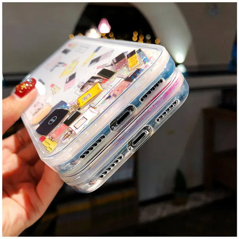 

Makeups Eyeshadow Palette Phone Case For iPhone 11Pro Max 6 6s 7 8 plus XS Max XR XS 11 Dynamic Glitter Cosmetic Quicksand Cover