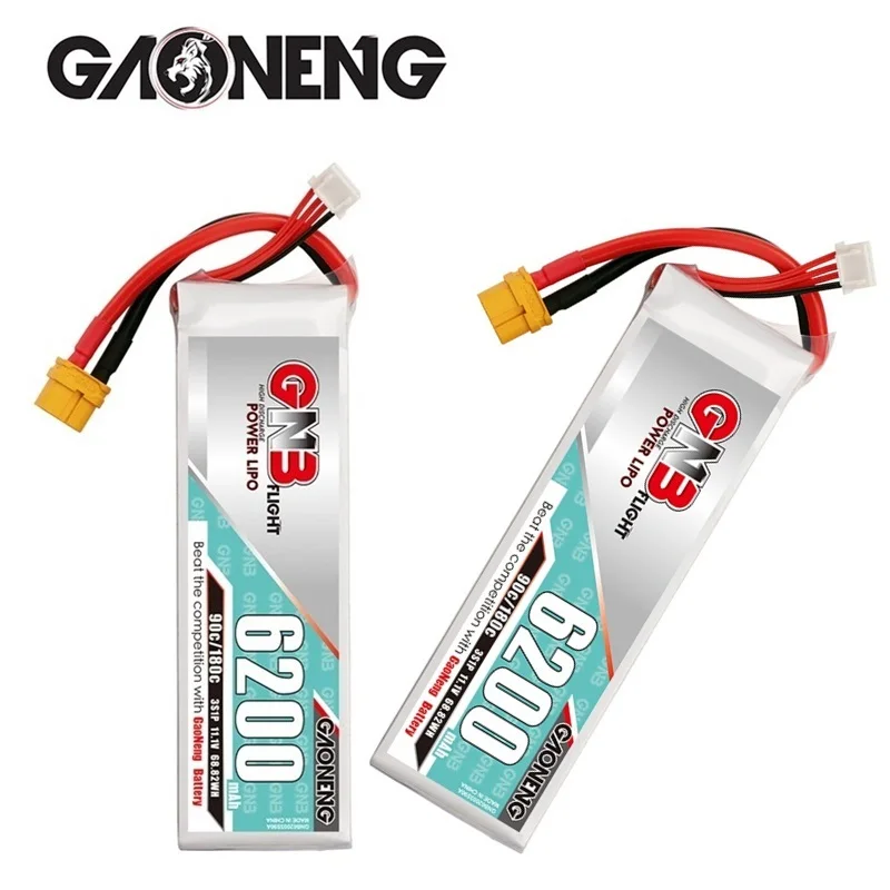 

Перезаряжаемая батарея GAONENG GNB 11,1 В 6200 мАч T/XT60/XT90 90C 3S для FPV гоночного дрона квадрокоптера, 1-2 шт., аксессуары, детали