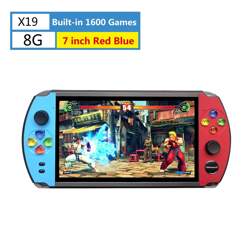 X19 8G Red Blue X16 7 дюймов игровой консоли 8 Гб 16 г ручной X19 чехол для телефона в виде ретро-игровой плеер встроенный 2500/3000 игр X12 плюс видео игрового контроллера геймпад для Neogeo Arcade - Цвет: X19 8G Red Blue